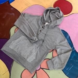 Ladies Pullover hoodie, NWT, gray, 1/2 snap, quilted kangaroo pocket,